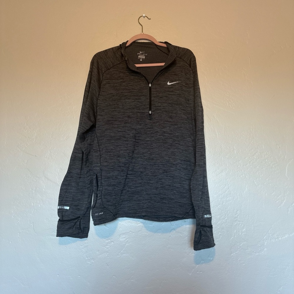 Nike Dri-Fit Shirt Men’s XL Gray Stretch Thimb Hole 1/4 Zip Pullover Running